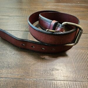 John Varvatos Brown Leather Belt with Silver Buckle